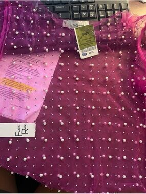 Sheer Hot Pink Pearl-Studded Top